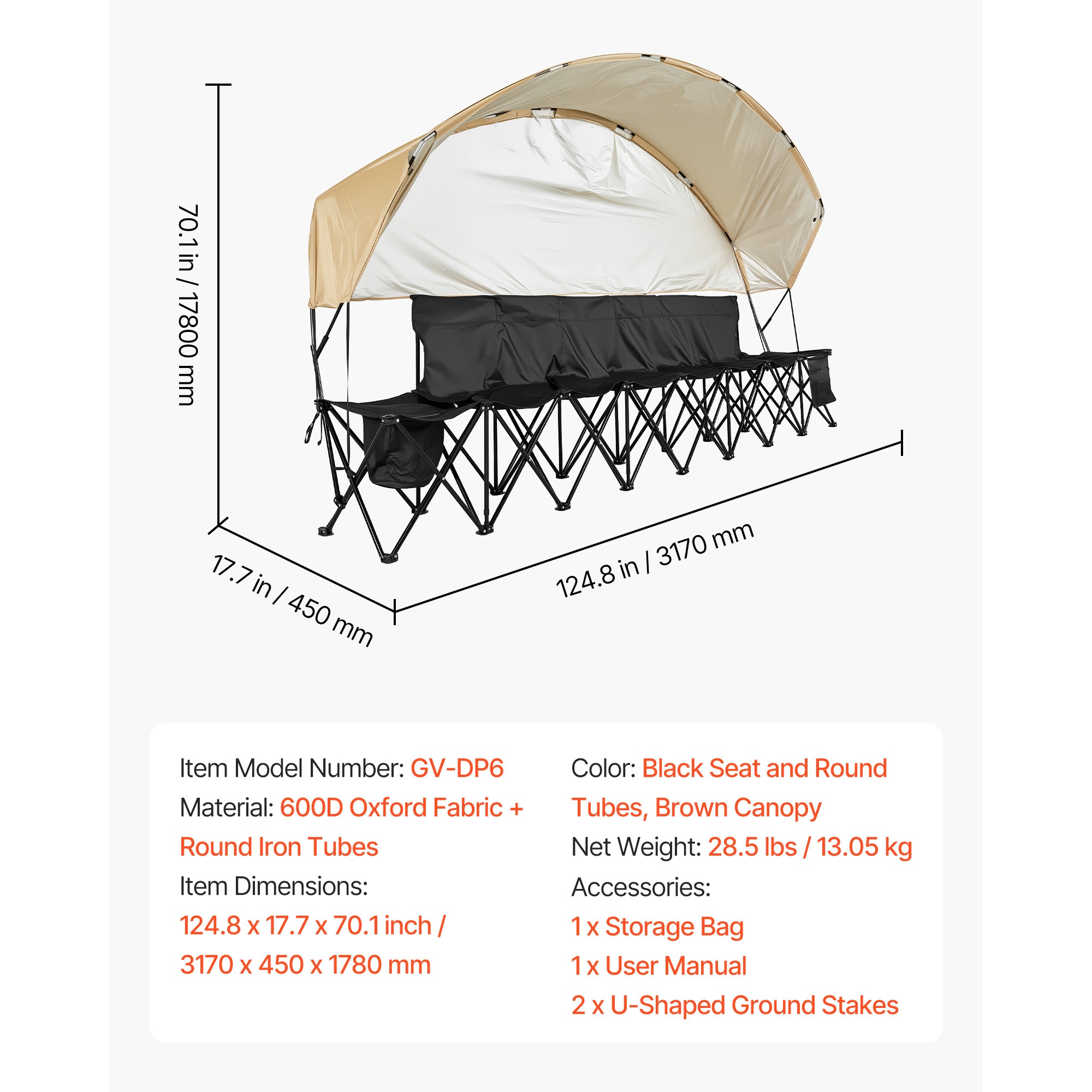 Portable Folding Bench For Football And Camping With Sunshade_voghion.com